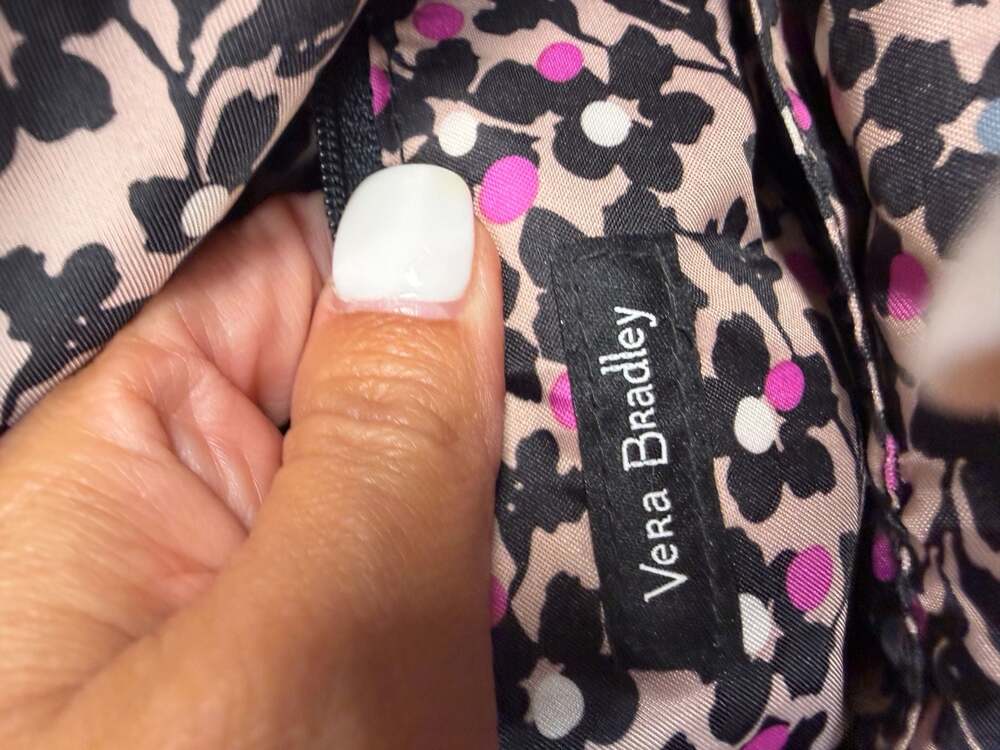Vera Bradley Carson East West Black Quilted Denim Tote Bag Purse - Picture 6 of 9